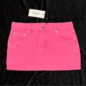 Retrofête Ambrose Neon Pink Denim Mini Skirt | NWT | Size 27
